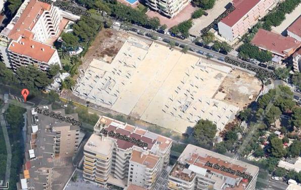 Aerial view of the site where the hotel will be located.