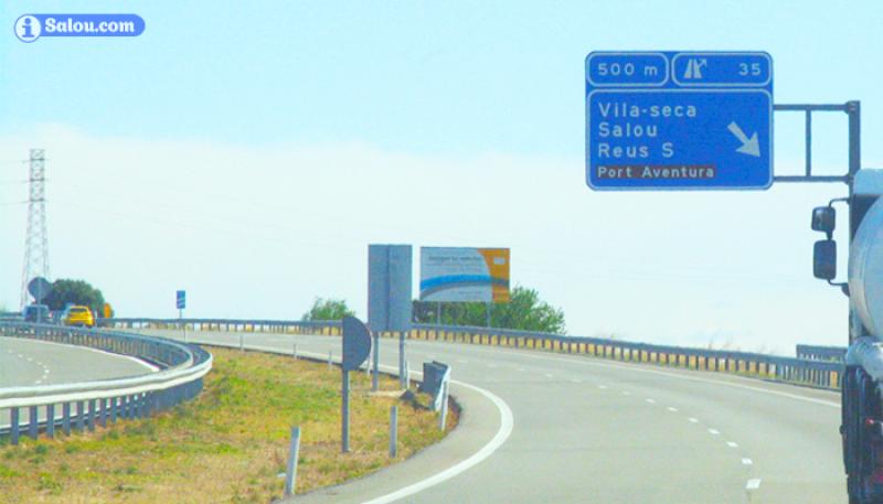 La sortida 35 de l'autopista del Mediterrani, direcci&oacute; Salou.