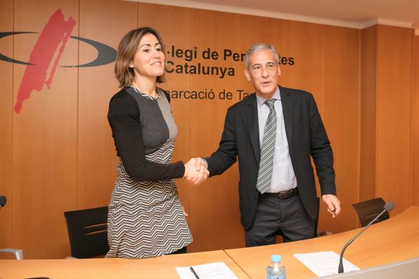 Sara Sans, from the Col. de Periodistes and Josep Bertran from REPSOL.