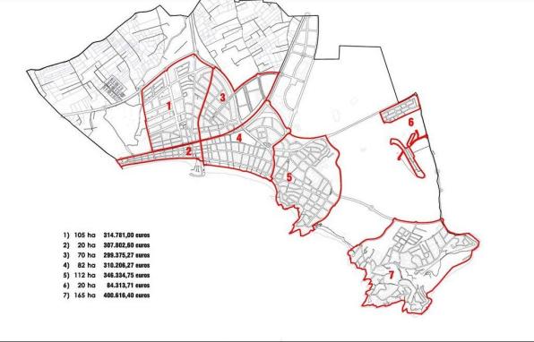 Les actuacions es divideixen en set zones del municipi