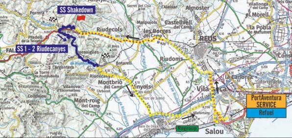 Detall del mapa de los tramos del RallyRACC de 16 de octubre de 2026