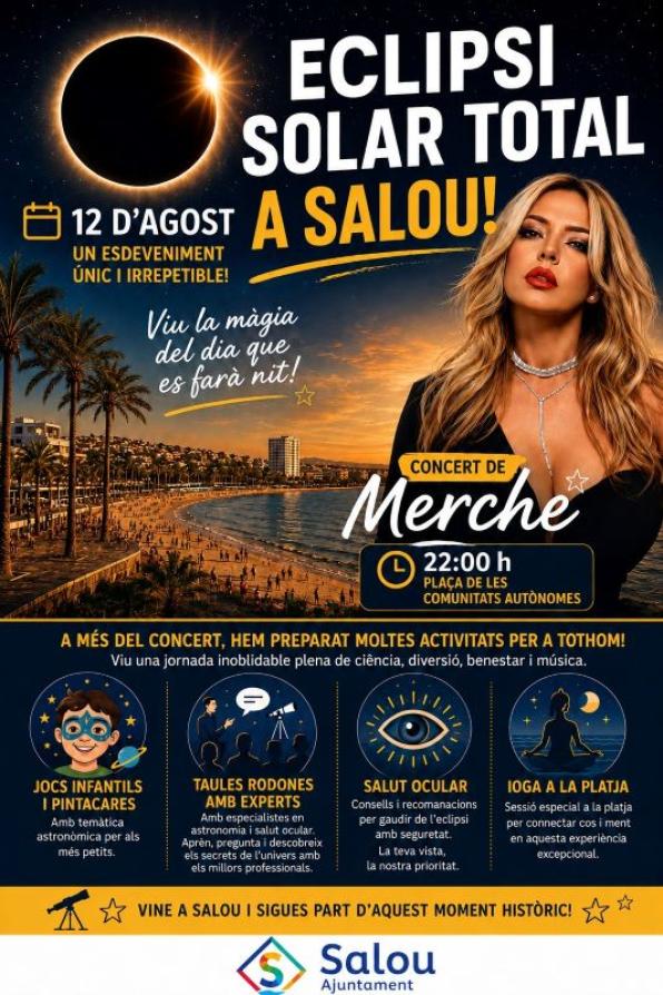 Cartell d'activitats a Salou per viure l'hist&ograve;ric eclipsi de sol 