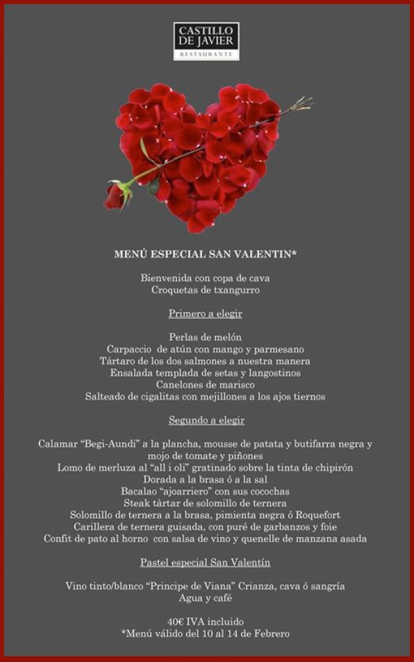 Últims dies per assoborir el menú especial del Castillo de Javier pels enamorats