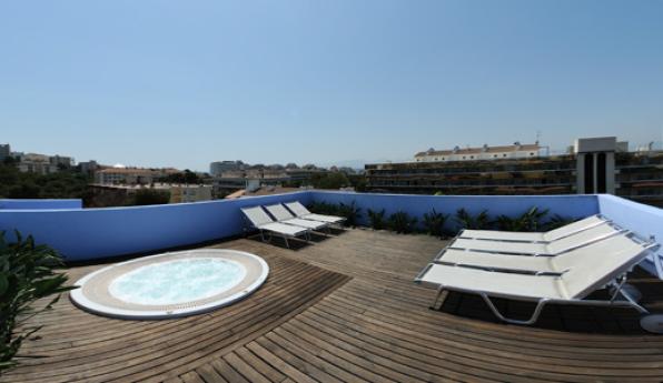 The terrace of Calypso Hotel in Salou.